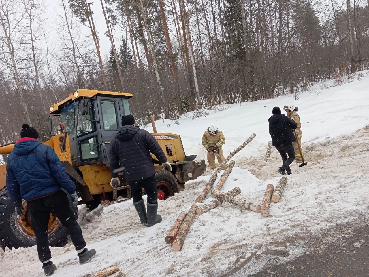 Опрокидывание лесовоза на 44-м км трассы Можга - Вавож