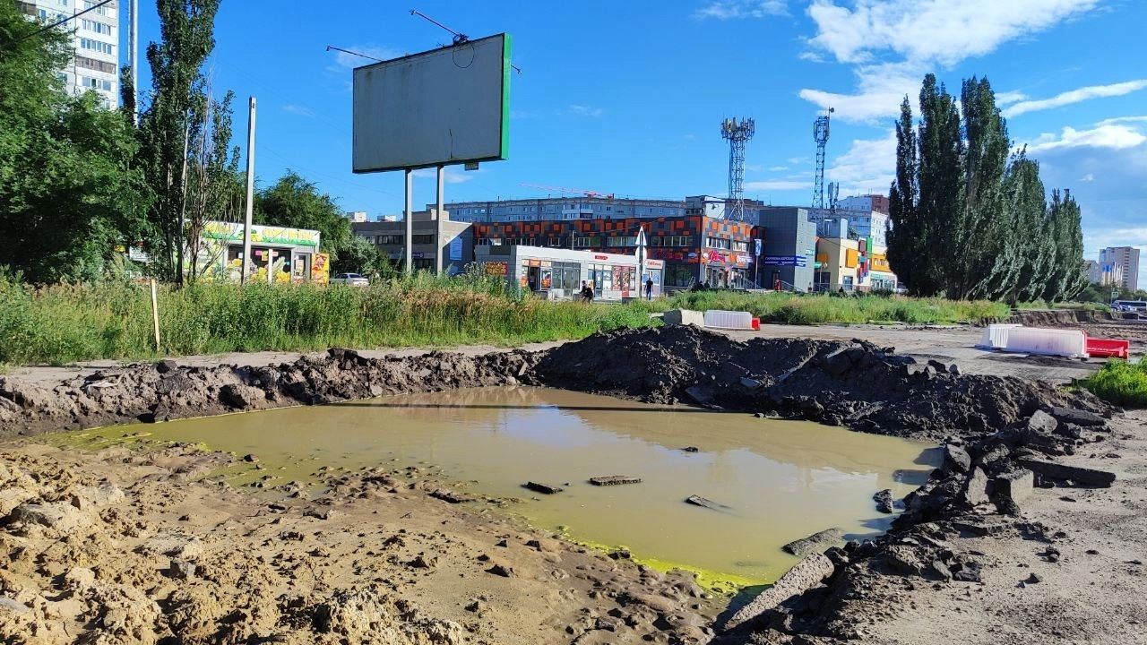 Кое-где лужи уже превратились в болото