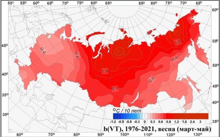Климатические изменения в России весной 2025 года. Температура